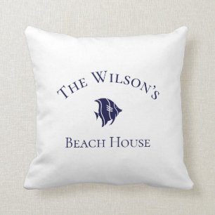 Coussin Poissons marins blancs minimalistes