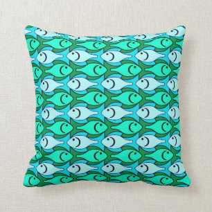 Coussin Poissons modernes de la moitié du siècle, vert d
