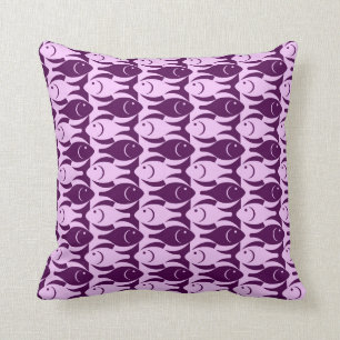 Coussin Poissons, orchidée et pourpre modernes de la