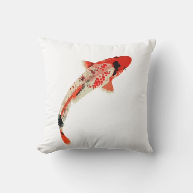 Coussin Poissons rouges, blancs, et noirs de Koi (Recto)