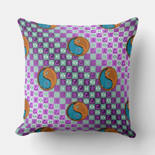 Coussin Poissons & Sanglier de Bois (Recto)