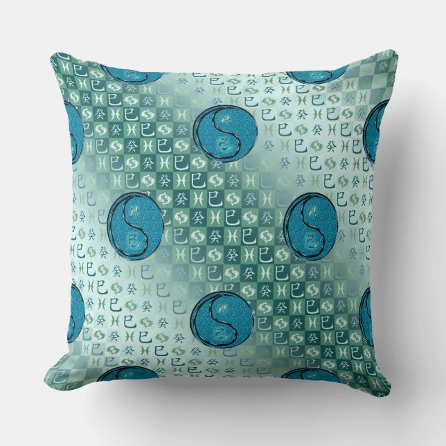 Coussin Poissons & Serpent d'eau (Recto)