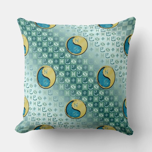 Coussin Poissons & Serpent Métal (Recto)