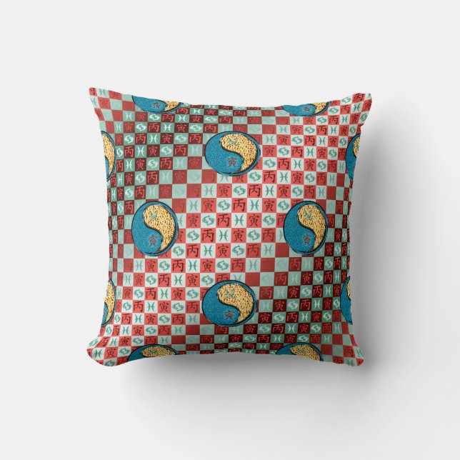 Coussin Poissons & Tigre de Feu (Recto)