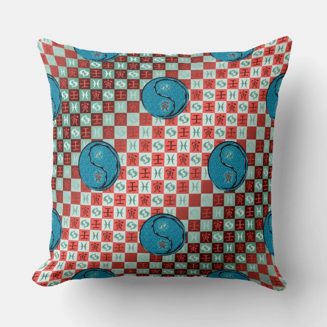 Coussin Poissons & Tigre d'eau (Recto)