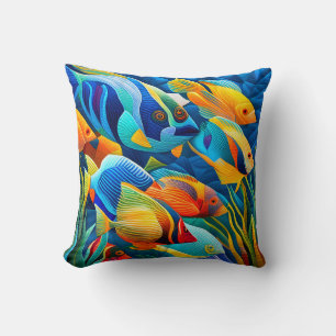 Coussin Poissons tropicaux exotiques colorés dans le récif