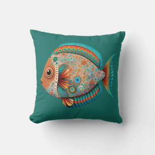 Coussin Poissons tropicaux style d'art aborigène