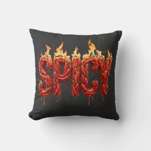 Coussin Poivron Pimenté Feu Typographie Foodie Sauce Piqua