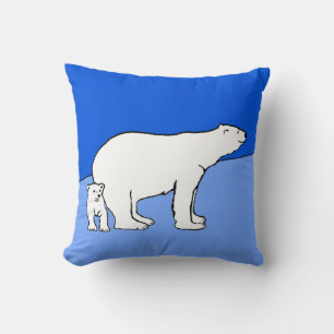 Coussin Polar Bear Mom and Cub Peinture - Wildlife Art
