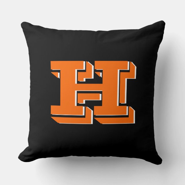 Coussin Police de bloc universitaire Orange et Noir Initia (Recto)