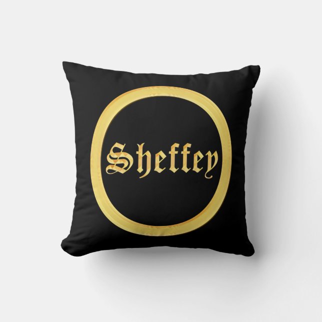 Coussin Polices Sheffey - Noir et Or (Recto)