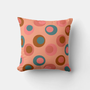 Coussin Polka brillante Double Dots Coral Peach Turquoise 