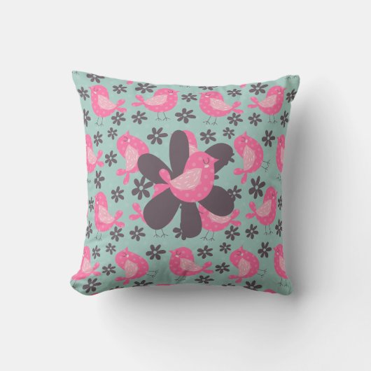 Coussin Polka Dot Birds and Flowers (Recto)