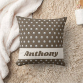 Coussin Polka Dot Métallique Argent et Brown foncé tacheté (Couverture)