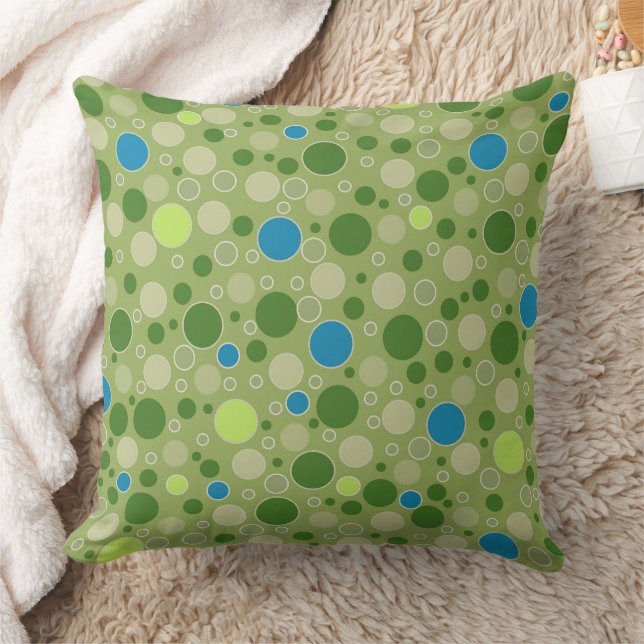 Coussin polka dots multicolored retro green (Couverture)