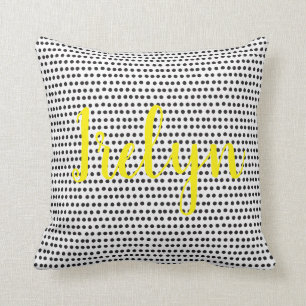 Coussin Polka noir et blanc avec nom