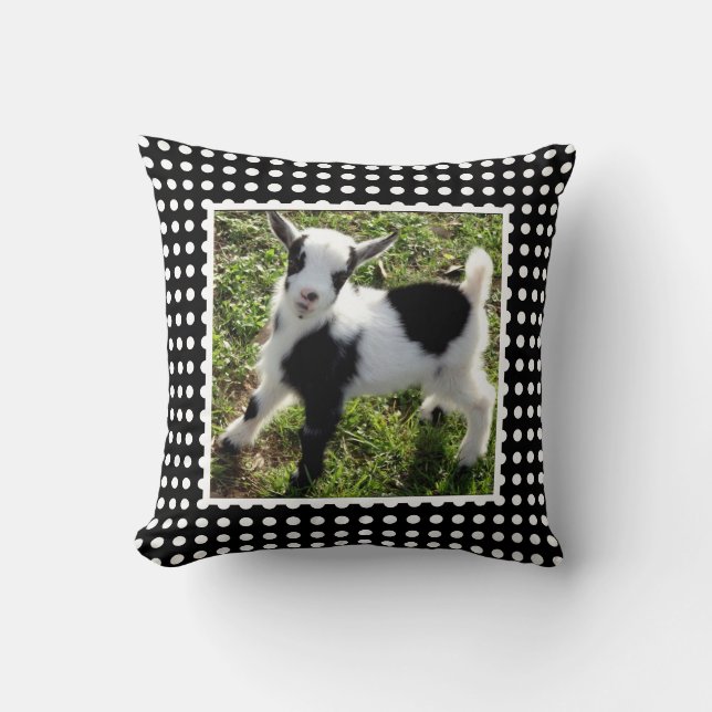 Coussin Polka noir et blanc Dot Nain Goat Kid (Recto)