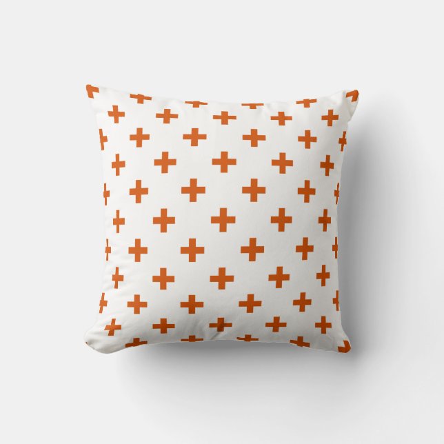 Coussin Polka orange croise sur blanc (Recto)