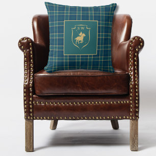 Coussin Polo Classique à Carreaux Tartan et Monogramme Équ