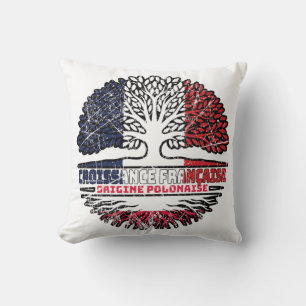Coussin Pologne Français Français drapeau des racines de l
