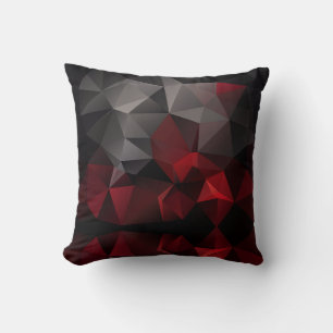 Coussin Polygonal, noir et rouge