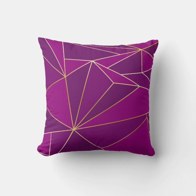 Coussin Polygone violet Art : Gold Line Arrière - plan géo (Recto)