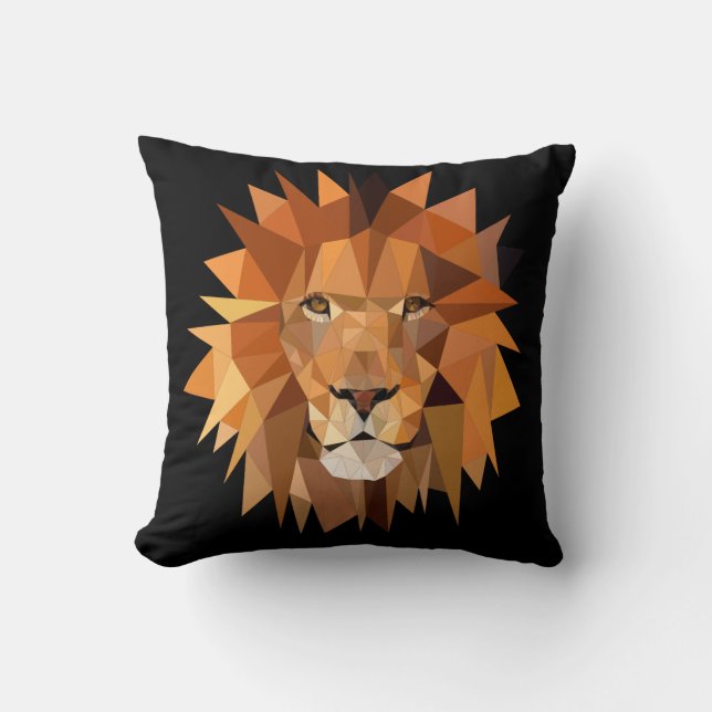 Coussin Polygones Lion Personnalisé (Recto)