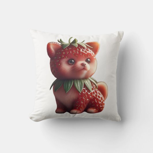 Coussin Pomeranian aux fraises (Recto)