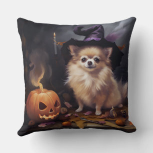 Coussin Pomeranian Citrouilles Halloween Épouvantable