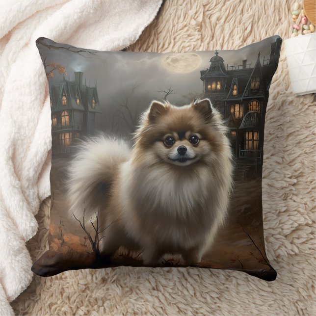 Coussin Pomeranian Halloween Épouvantable (Couverture)