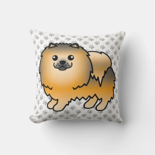 Coussin Pomeranian Sable Orange Chien de Dessin Animé Mign