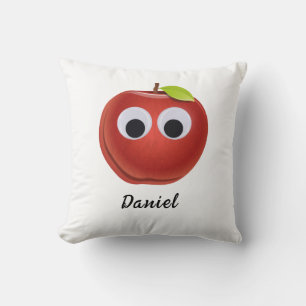 Coussin Pomme, fruit rouge avec des yeux globuleux - Perso