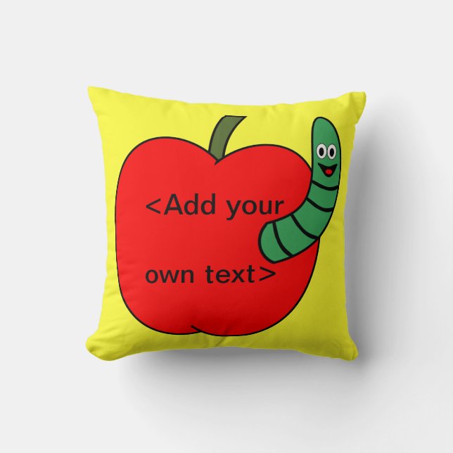 Coussin Pomme rouge ver vert (Recto)