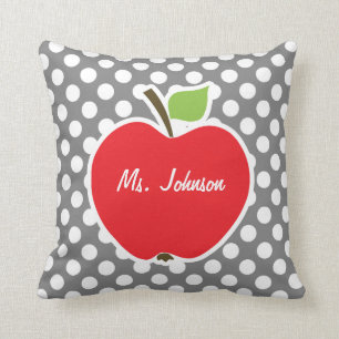 Coussin Pomme sur Pois gris foncé