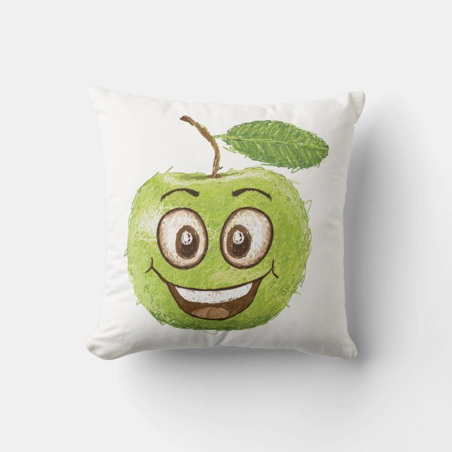 Coussin pomme verte heureuse (Recto)