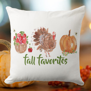 Coussin Pommes Aquarelle Dinde Citrouille Favoris D'Automn