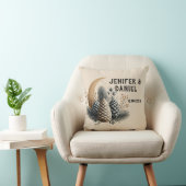 Coussin Pommes de pin et croissant de lune Amour d'hiver (Chaise)