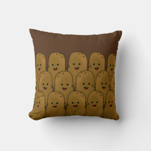 Coussin Pommes de terre marrons joyeuses en groupe