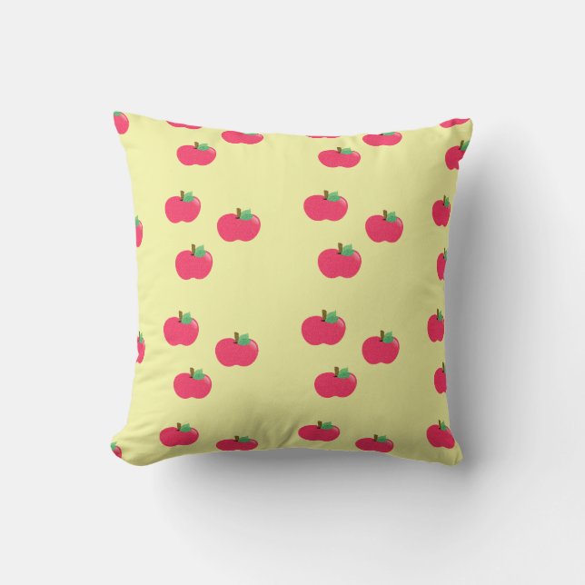 Coussin Pommes rouges sur arrière - plan jaune (Recto)