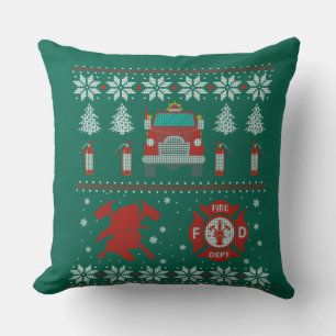 Coussin Pompier pompier Noël Vilain Chandail Noël