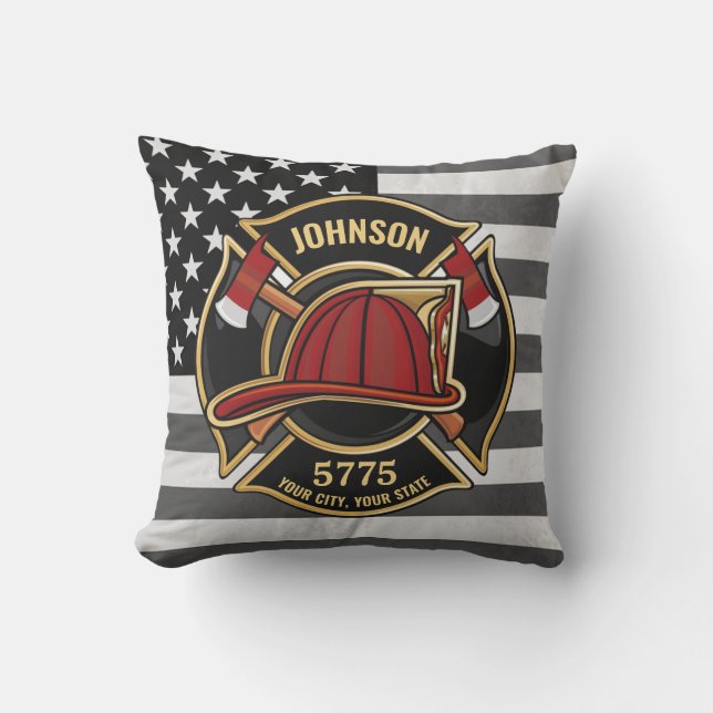 Coussin Pompier Secourt incendie Département USA Drapeau p (Recto)