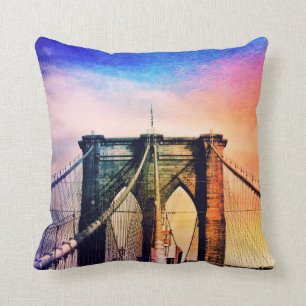 Coussin Pont de Brooklyn - coloré - New York City