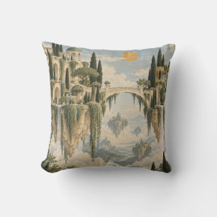 Coussin Pont de jardin flottant ensoleillé Fantaisie