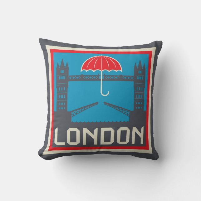 Coussin Pont de Londres avec le parapluie (Recto)