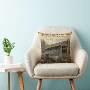 Coussin Pont de Sunday River Newry Maine Artist's Bridge
