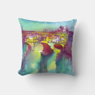 Coussin PONTE VECCHIO Florence par aquarelle de nuit