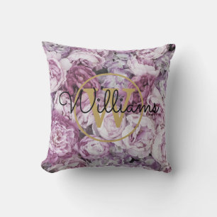 Coussin Pony rose Floral Or Monogramme Nom