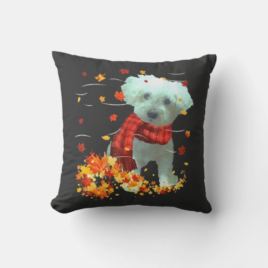 Coussin Poochon Écharpe d'automne - Chiens Feuilles d'auto (Recto)