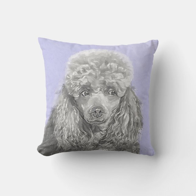 Coussin Poodé Jouet miniature Argent gris bleu Chien Art (Recto)