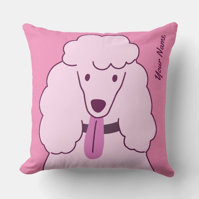 Coussin Poodé rose de texte personnalisé (Recto)